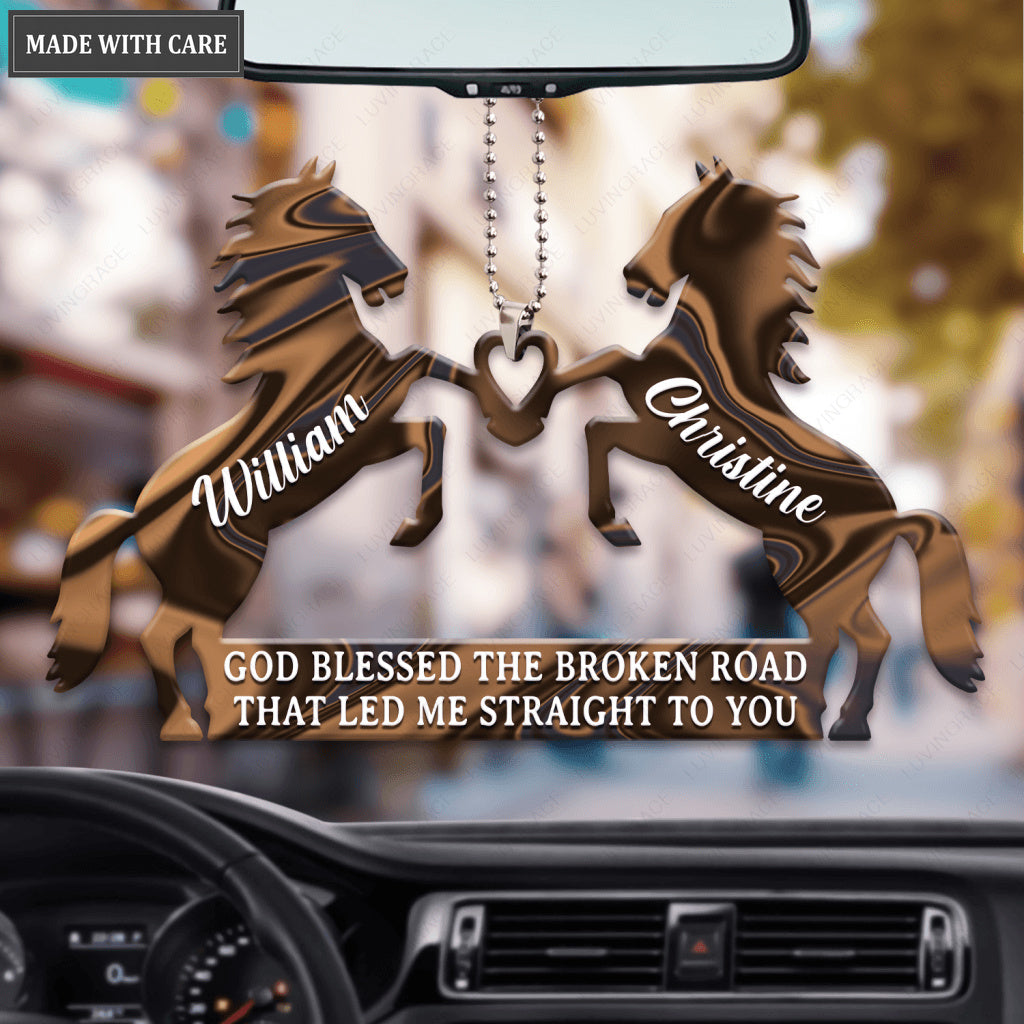 Two Horses With Heart God Blessed Personalized Ornament