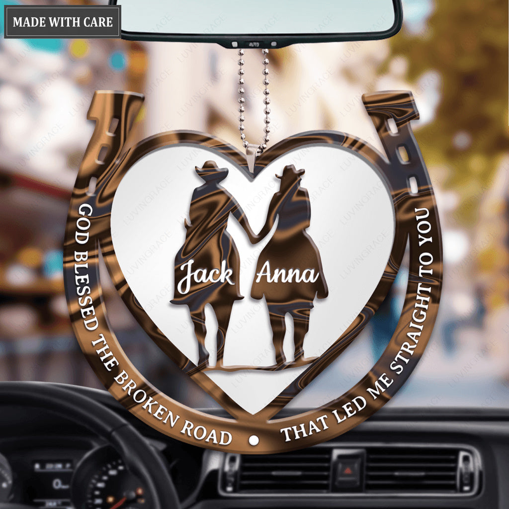 Western Horseshoe Couple God Blessed Personalized Ornament
