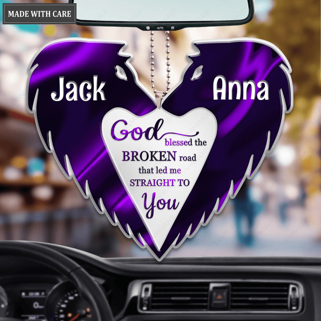 Wolf Making a Heart Couple God Blessed Personalized Ornament