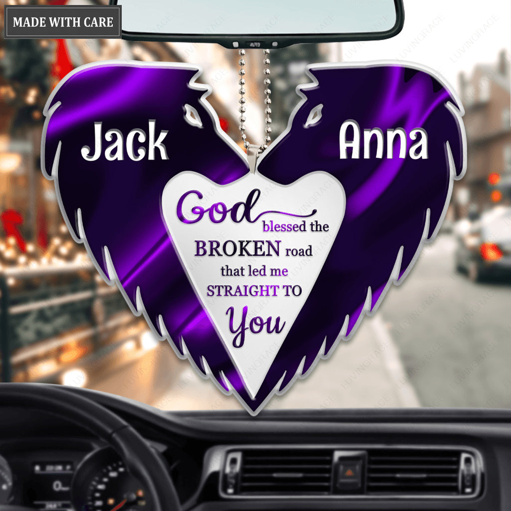 Wolf Making a Heart Couple God Blessed Personalized Ornament