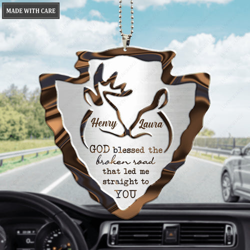 Arrowhead Deer Couple God Blessed Personalized Ornament
