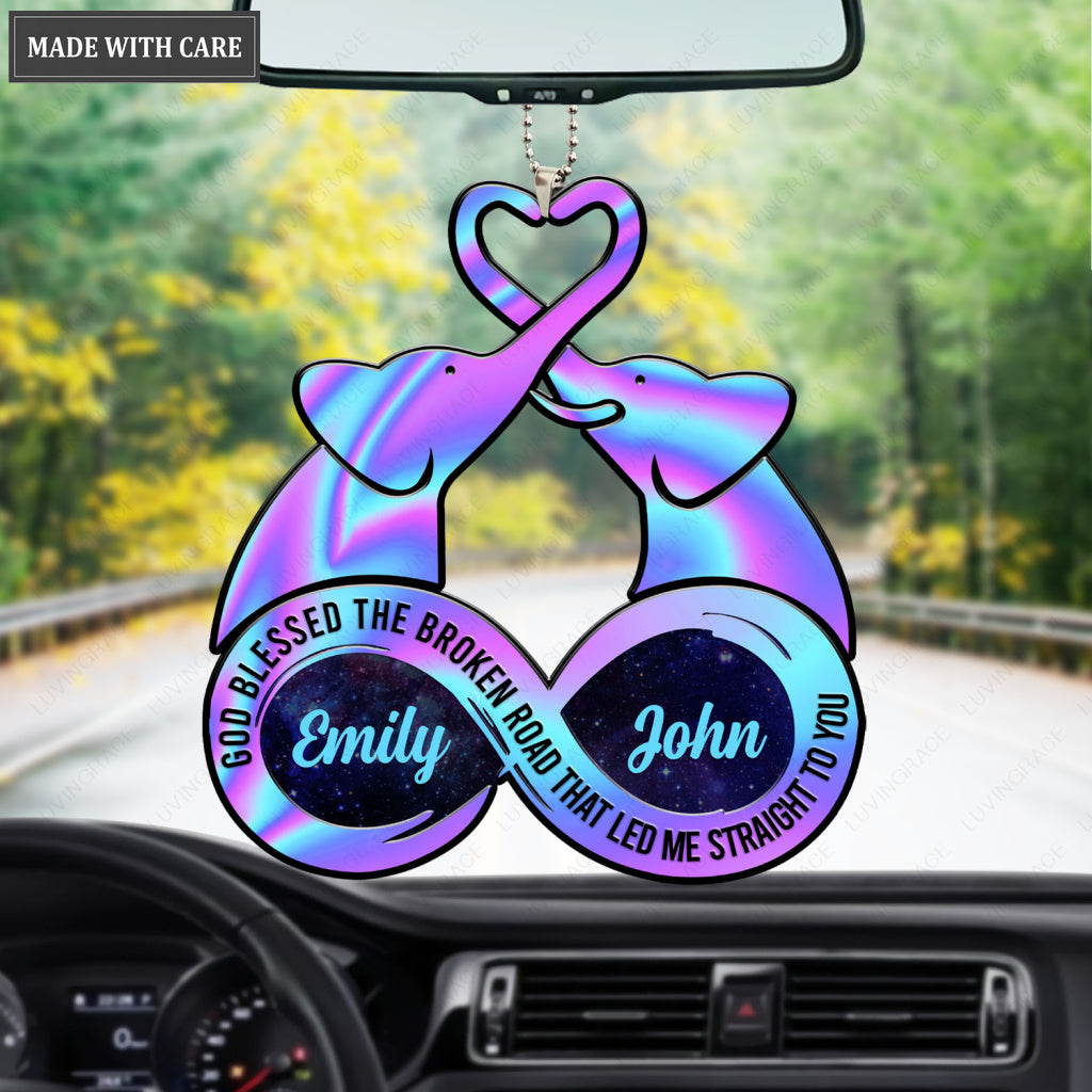 Infinity Elephant Couple God Blessed Personalized Ornament