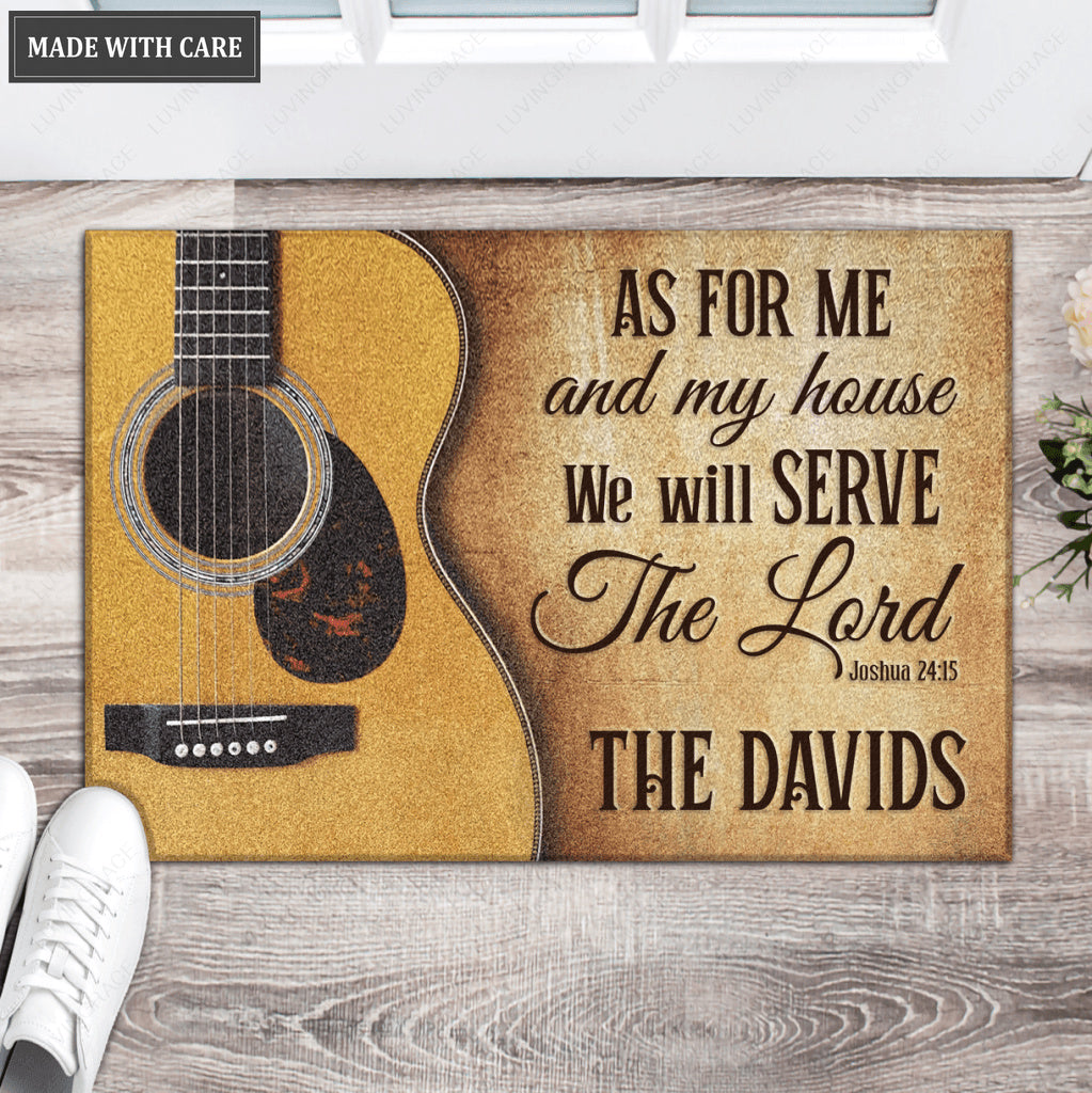 Personalized Serve The Lord Guitar Doormat