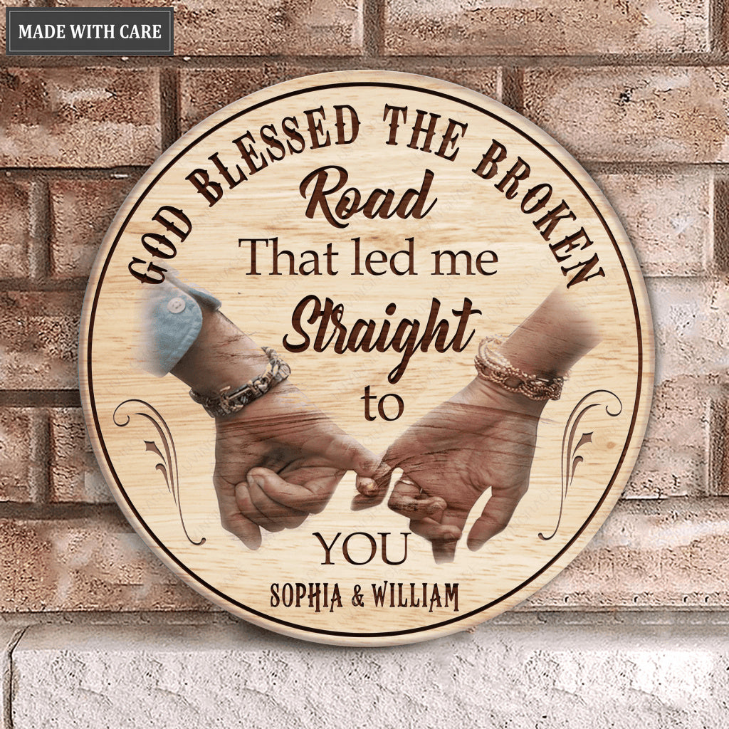Personalized God Blessed Pinky Promise Wood Circle Sign