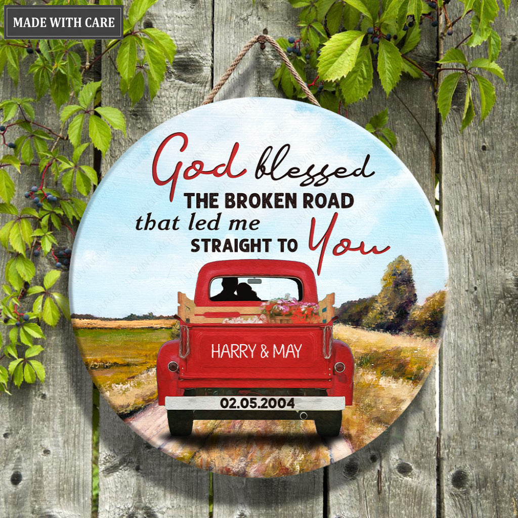 Personalized Love Couple Red Truck Circle Sign