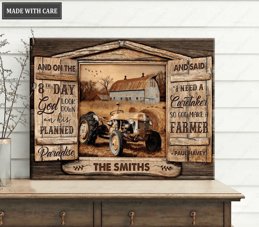 Personalized Open Window Family Farmer Canvas Wall Art