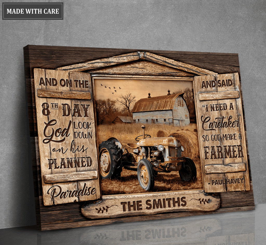Personalized Open Window Family Farmer Canvas Wall Art