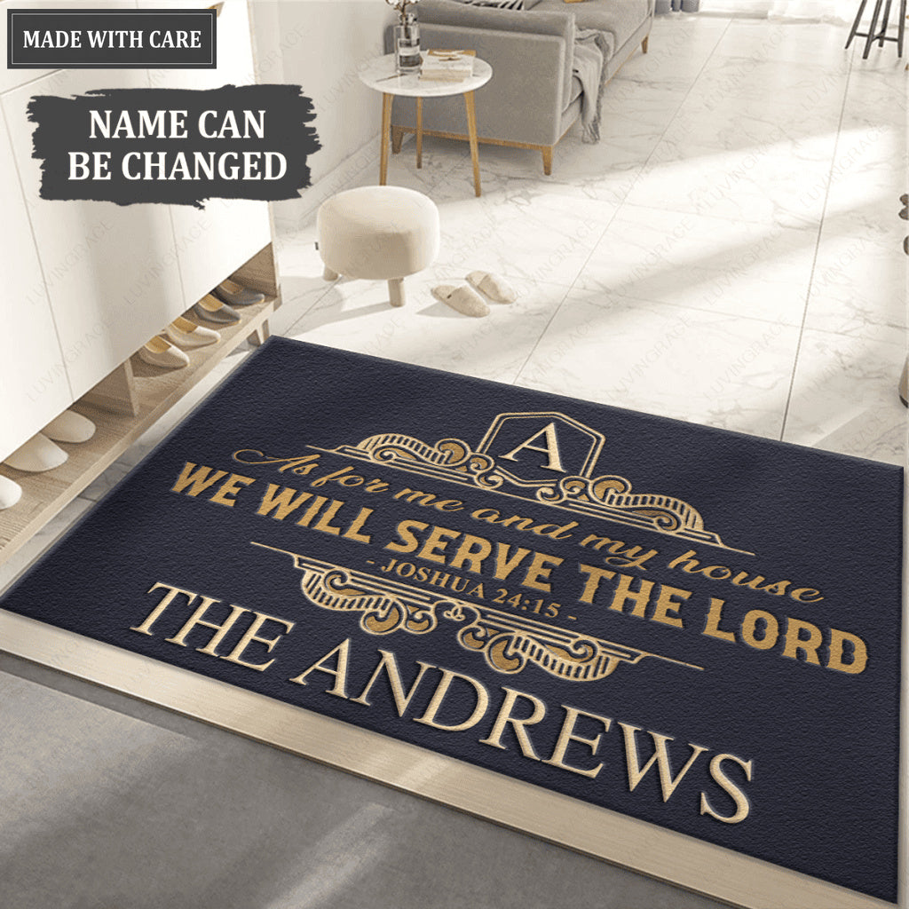 Personalized Crest Family Home Serve The Lord Doormat
