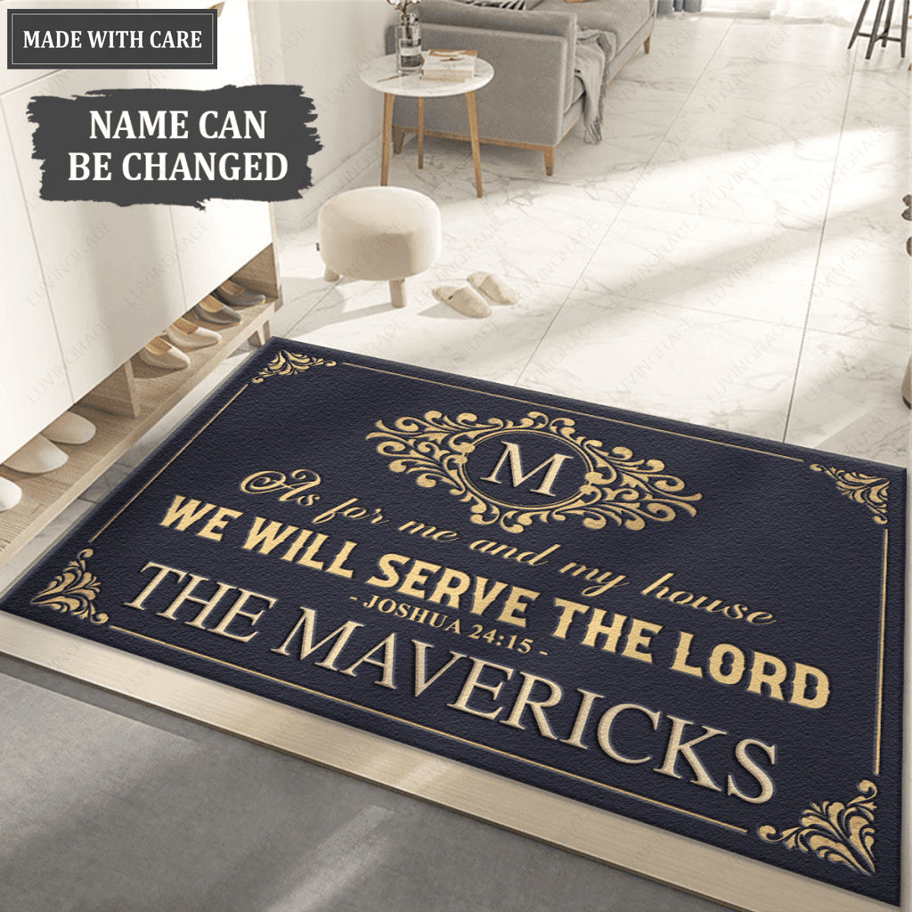 Personalized Vintage Luxury Monogram Template Serve The Lord Doormat