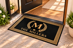 Personalized Family Name & Monogram Doormat – Elegant Greek Key Welcome Mat