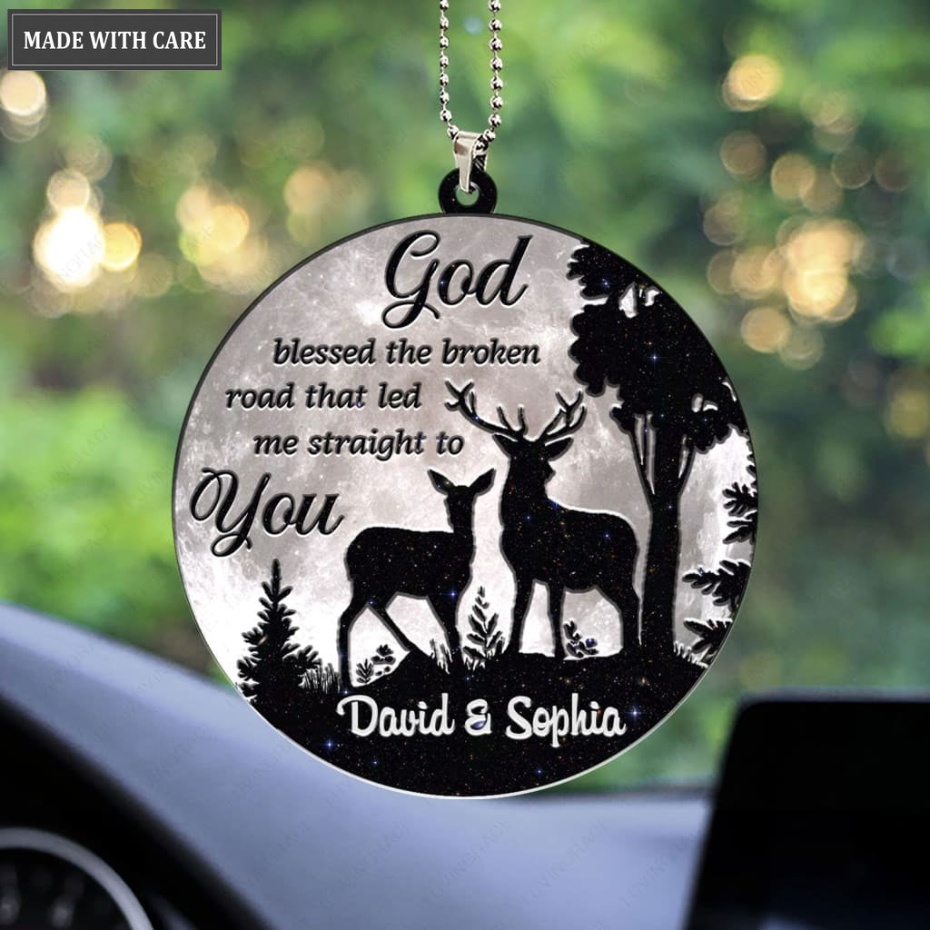 Luvingrace M111 Deer Couple God Blessed Personalized Ornament