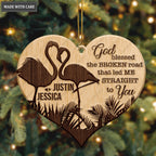 Wild Love Flamingo Couple God Blessed Personalized Wood Engraved Ornaments
