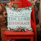 Christmas Floral As For Me And My House Personalized Pillow