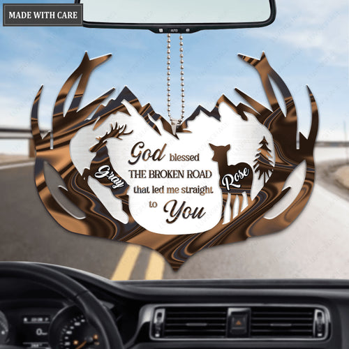 Antler Silhouette Scene God Blessed Personalized Ornament