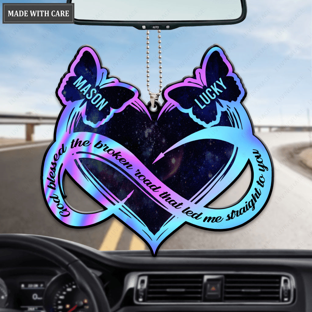 Butterfly Couple God Blessed Personalized Heart Ornament