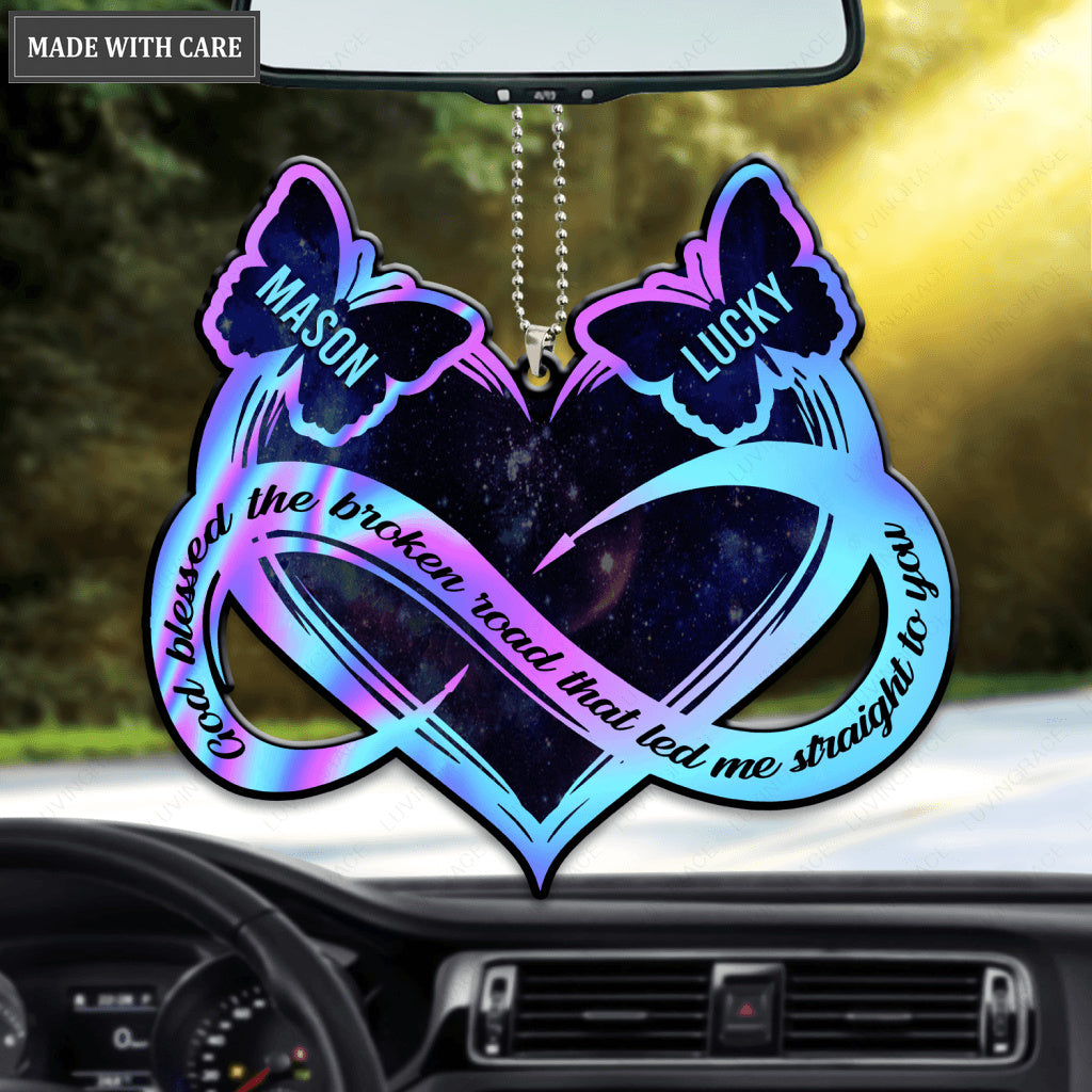 Butterfly Couple God Blessed Personalized Heart Ornament