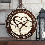 Personalized Infinity Heart God Blessed Wood Circle Sign