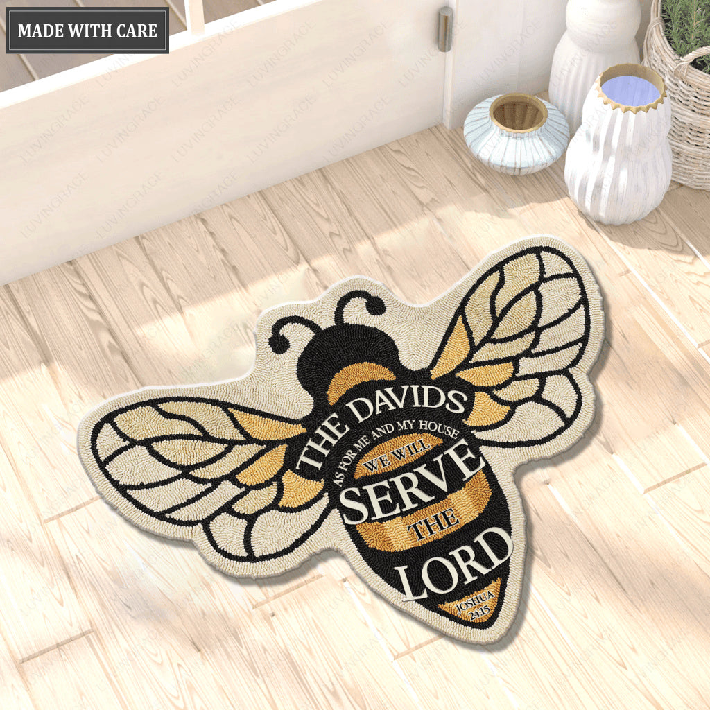 Bee Serve The Lord Personalized Shaped Doormat