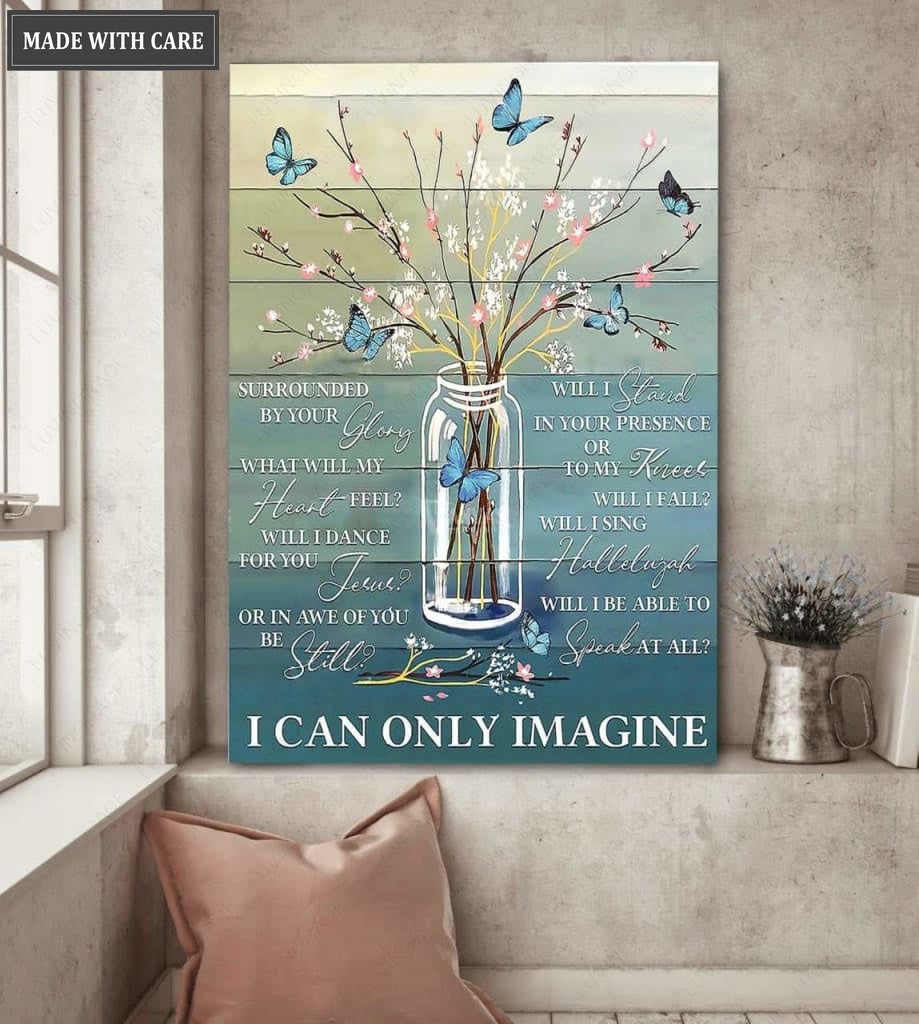 Blue Butterfly Will I Stand in Your presence Wall Art