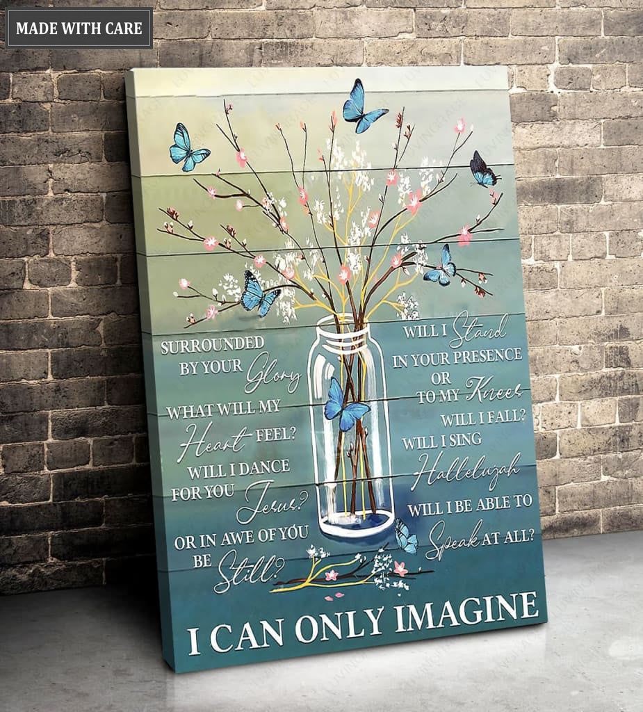 Blue Butterfly Will I Stand in Your presence Wall Art