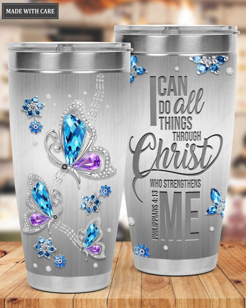 Butterfly With Lord Strengthens Me Tumbler