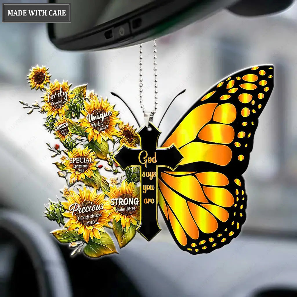 Christian Butterfly With Flower Ornament