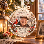 Personalized Cardinal Memorial Glass Ornament – Custom Photo, Name & Year Sympathy Gift