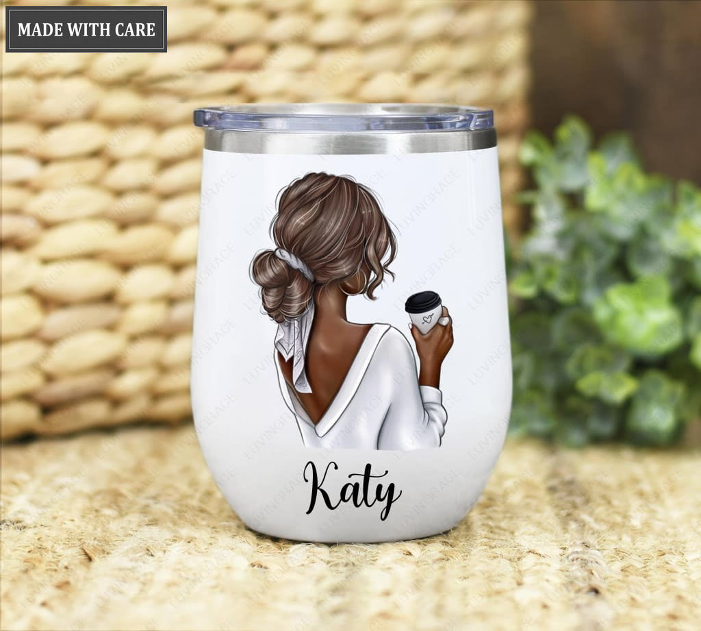 Coffee Girl And Jesus My Love Personalized Wine Tumbler
