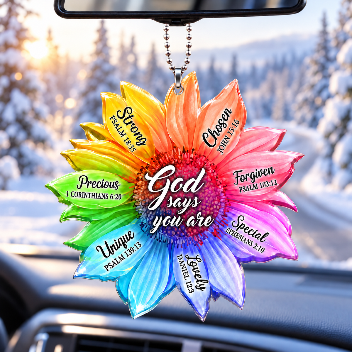 Rainbow Sunflower God Says You Are Ornament