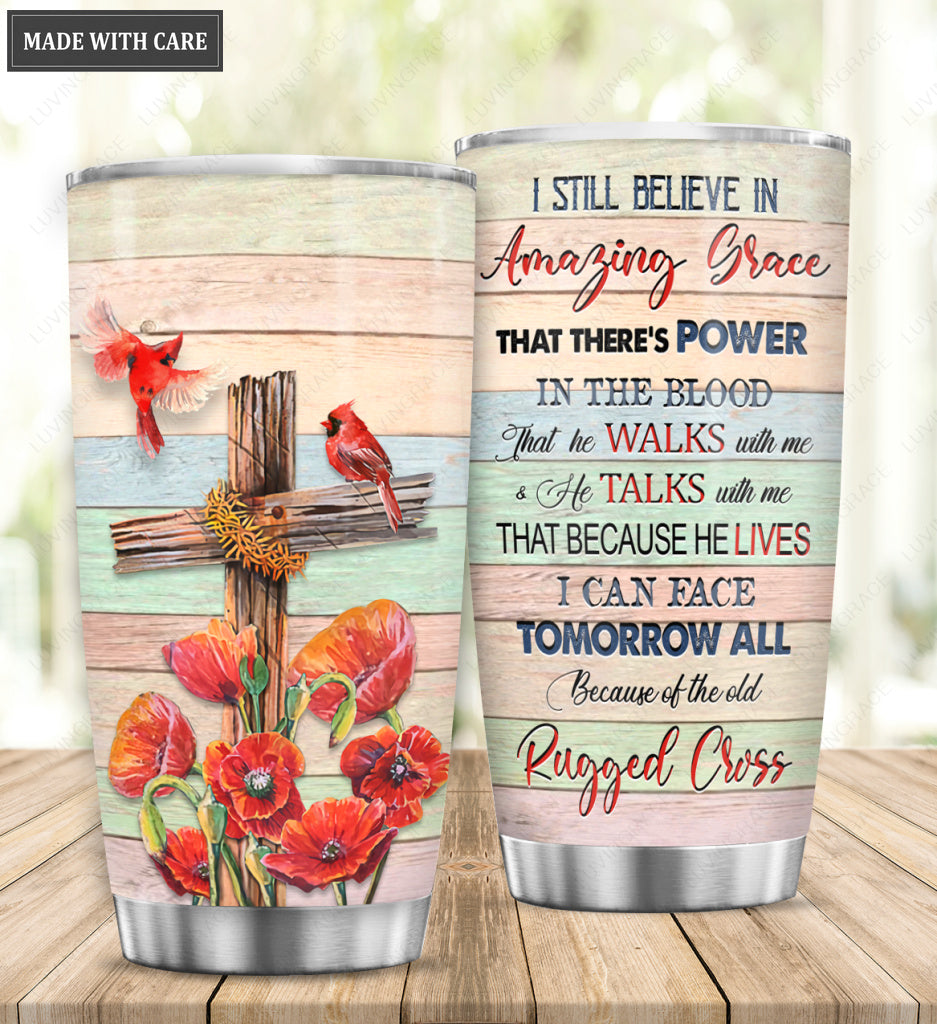 Cross And Cardinal Amazing Grace Personalized Tumbler