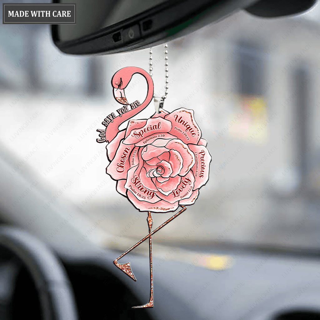 Flowers and Flamingo God Says You Are Ornament