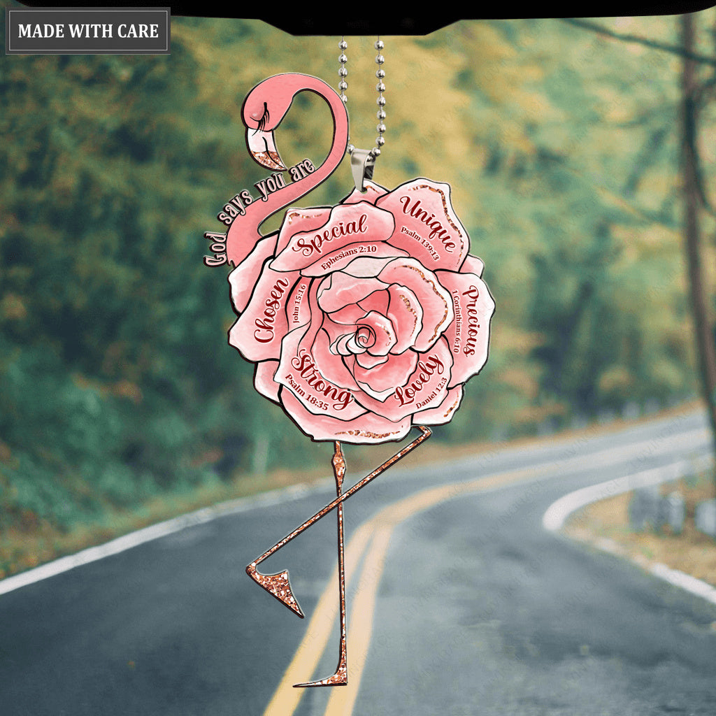 Flowers and Flamingo God Says You Are Ornament