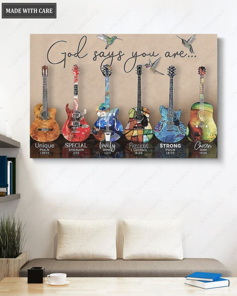 Guitar God Says You Are Unique Special Gallery Wrapped Canvas Prints