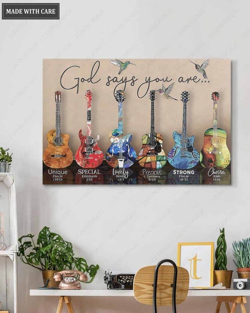 Guitar God Says You Are Unique Special Gallery Wrapped Canvas Prints