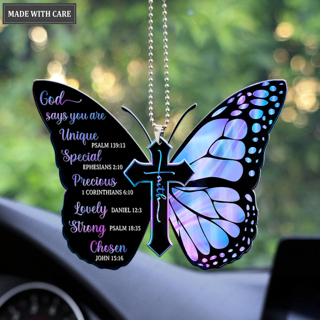Hologram Magic Butterfly God Says You Are Ornament