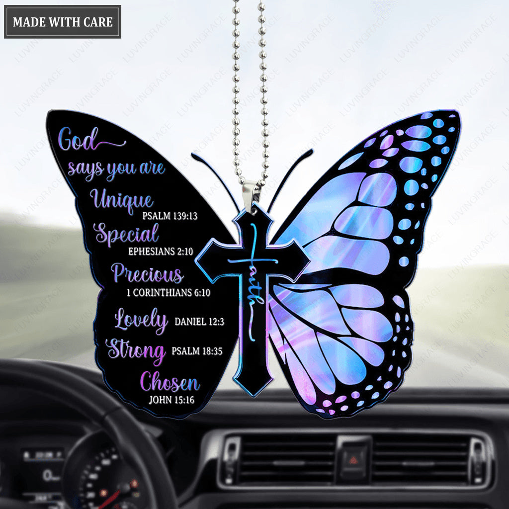 Hologram Magic Butterfly God Says You Are Ornament