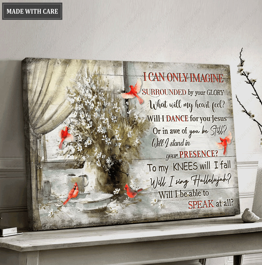 In Front Of WIndow Cardinals Glory Poster And Canvas