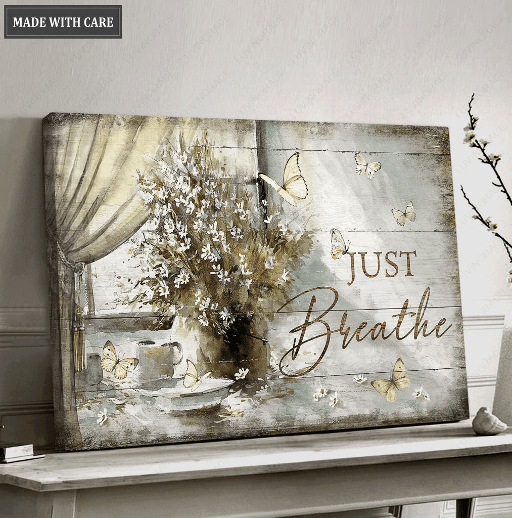 Just breathe Butterfly Canvas Wall Art