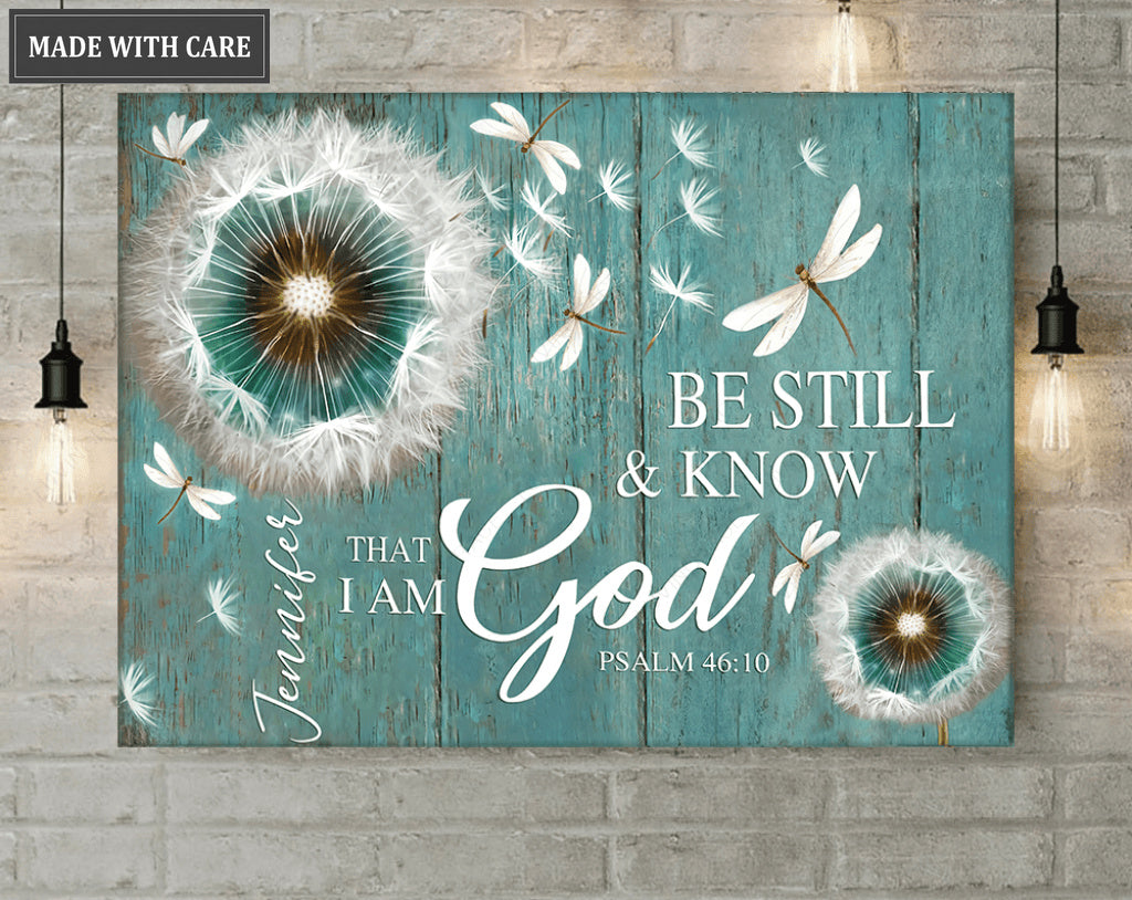Personalized Be Still Green Wood Dandelion Wall Art