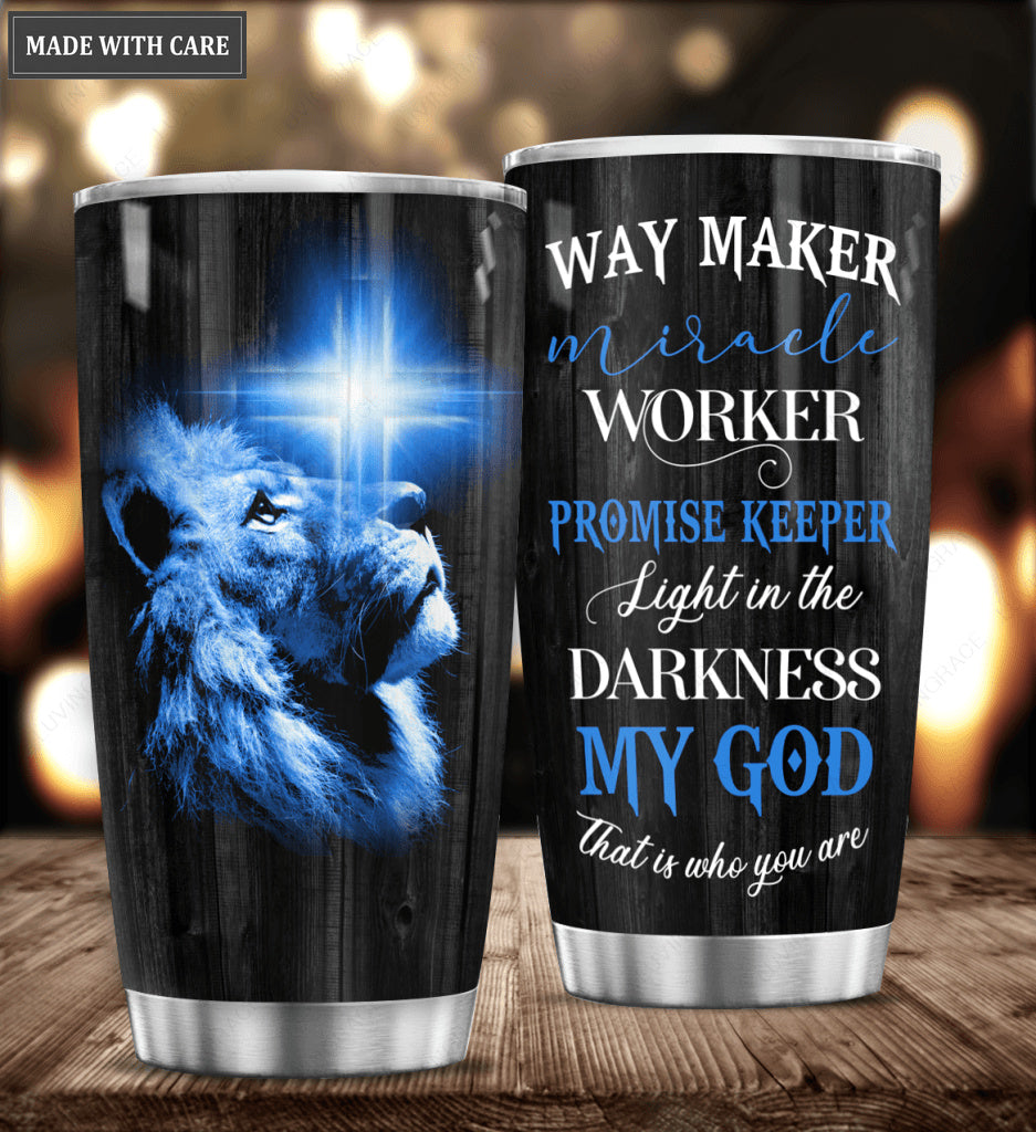 Personalized Tumbler Lion And Cross Way Maker