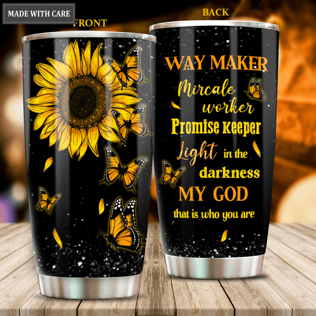 Personalized Golden Sunflowers Butterfly Glory Tumbler