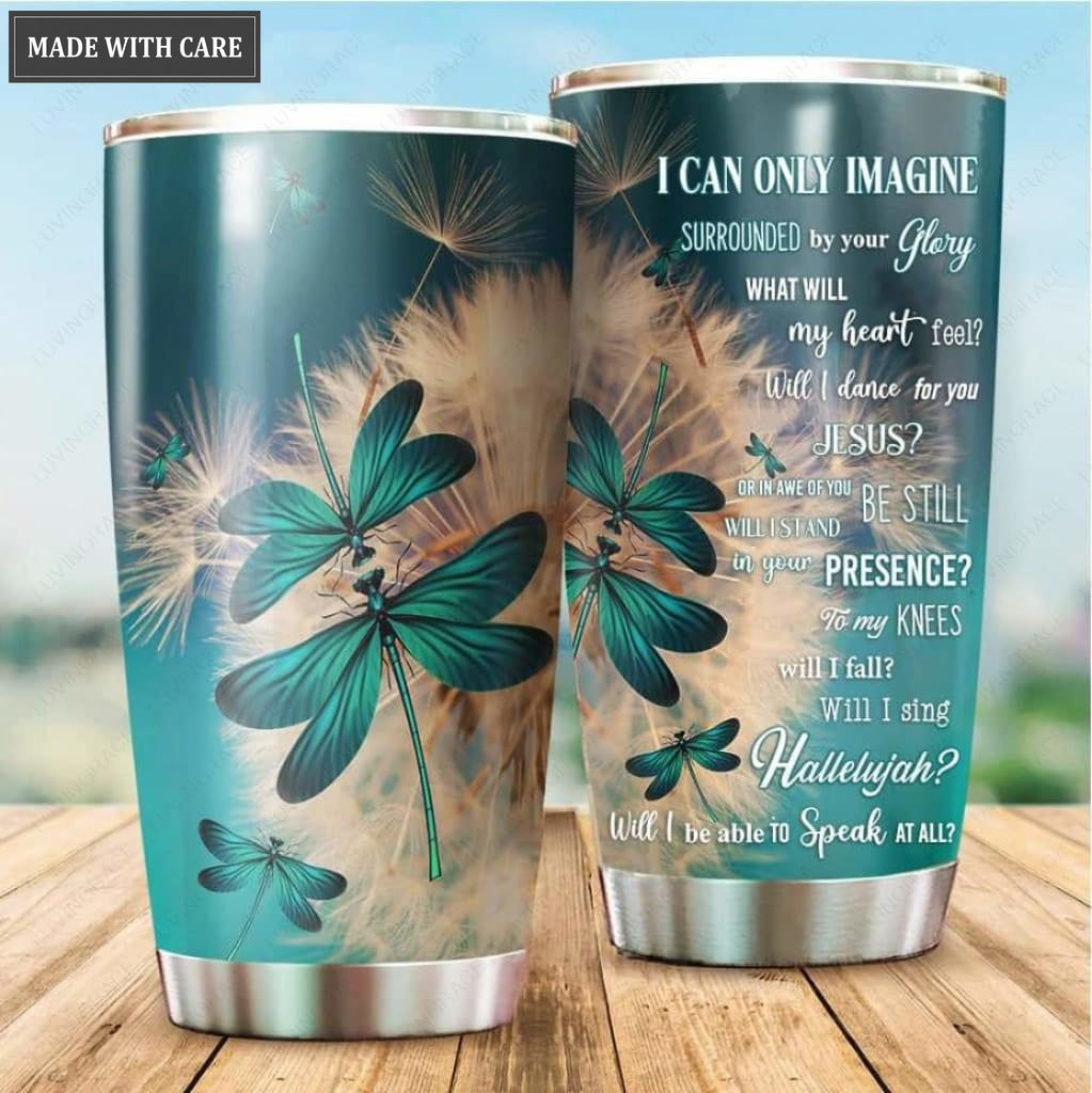 Personalized Green Dragonflies Imagine Tumbler