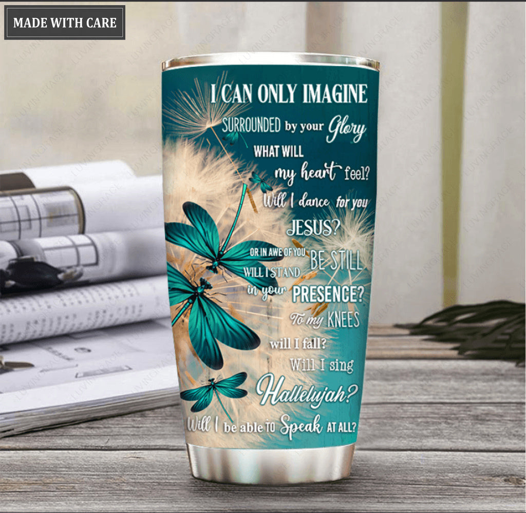 Personalized Green Dragonflies Imagine Tumbler