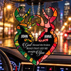 Personalized Names Deer Heart God Blessed Ornament – Christian Couple Gift