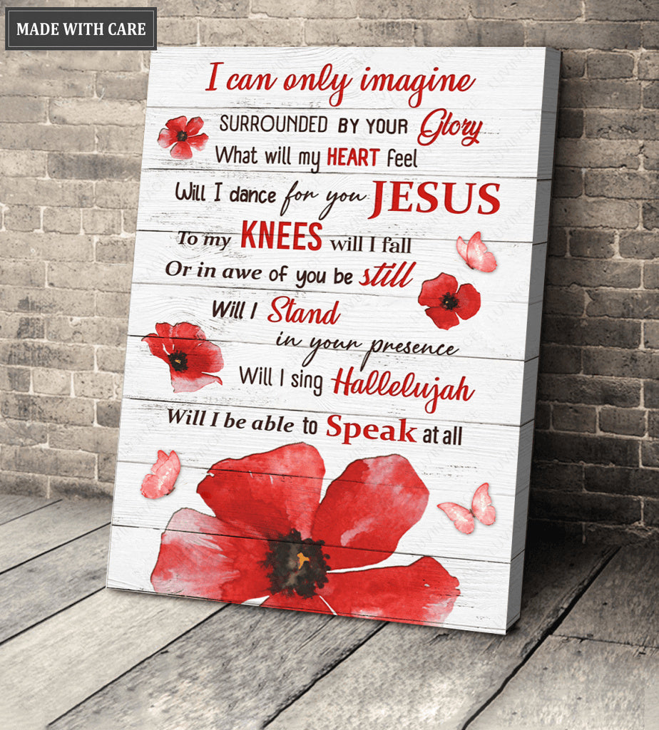 Red Fllowers Imagine Around Here Wall Art