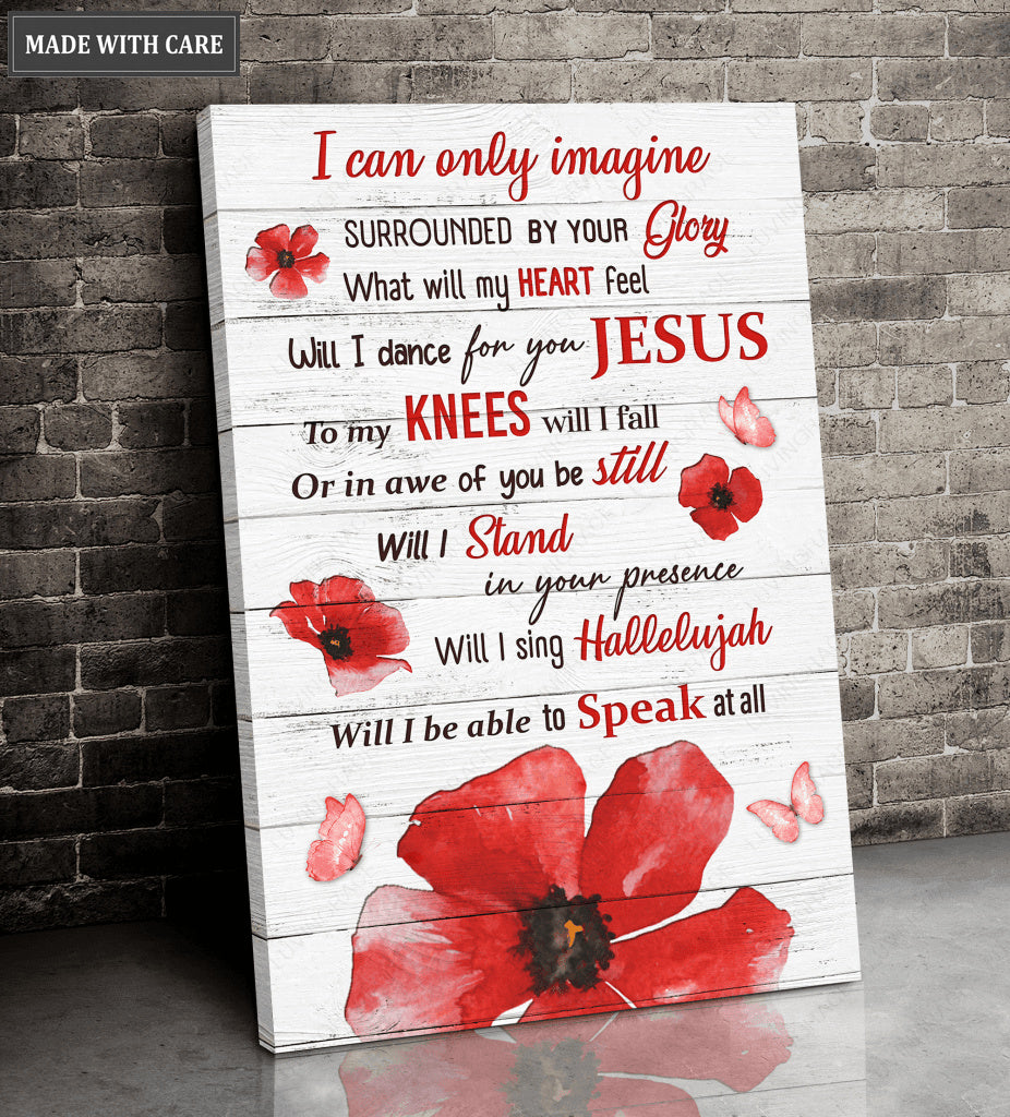 Red Fllowers Imagine Around Here Wall Art