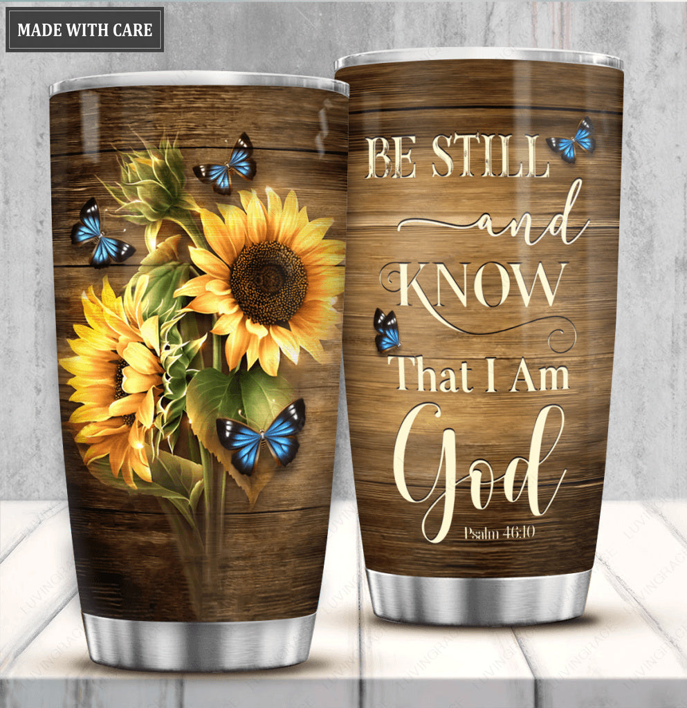 Sunflower Be Still And Know Personalized Tumbler