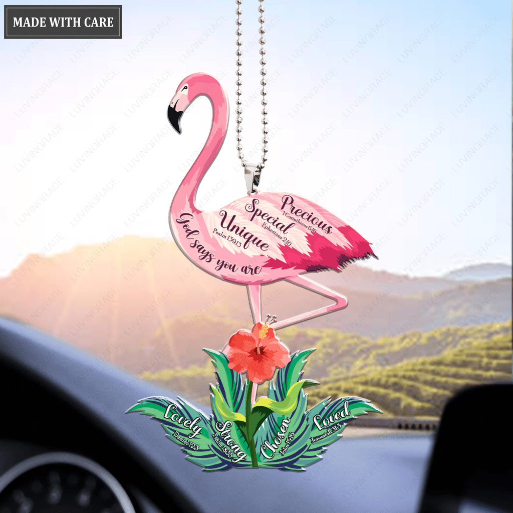 Tropical Hibiscus Flamingo God Says You Are Ornament