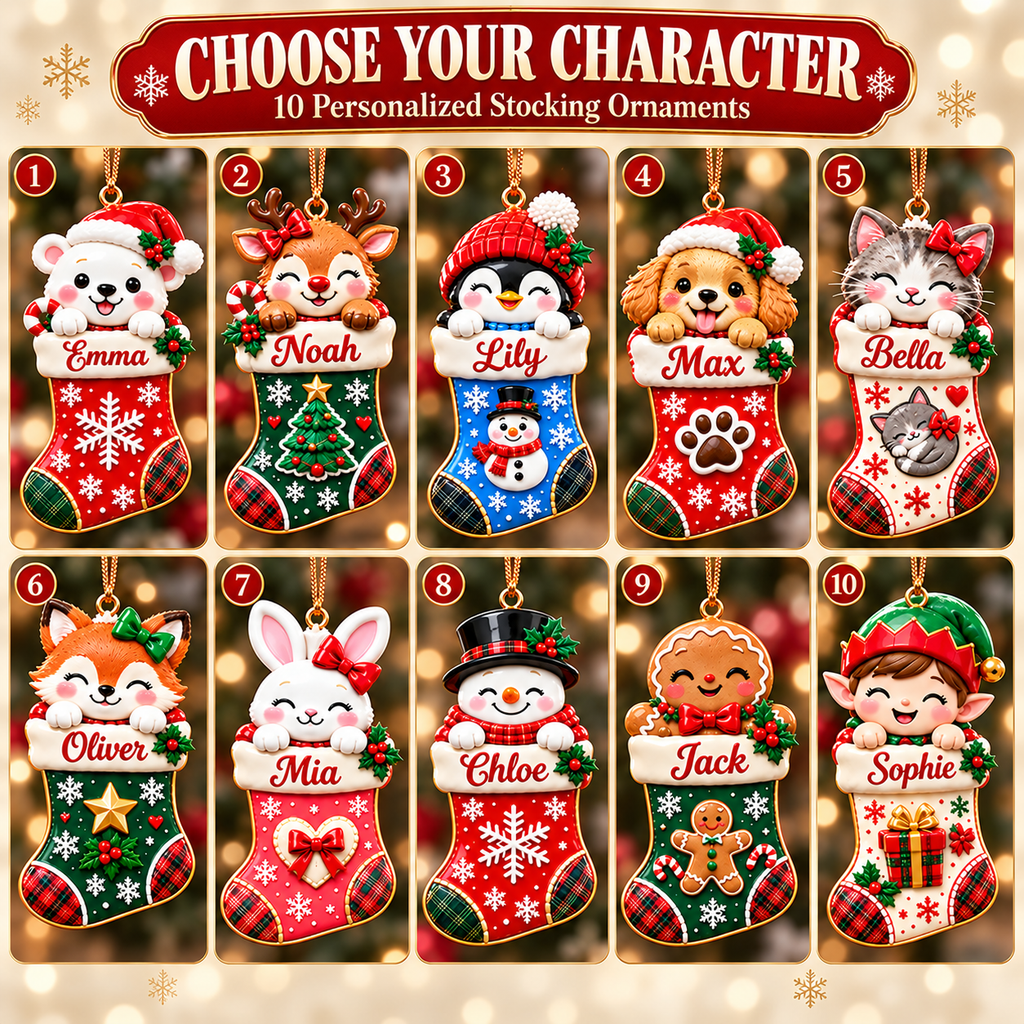 3D Personalized Christmas Stocking Ornament – Choose Your Character