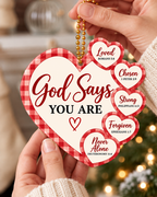 God Says You Are Loved, Chosen & Strong Ornament – Christian Gift for Loved Ones.